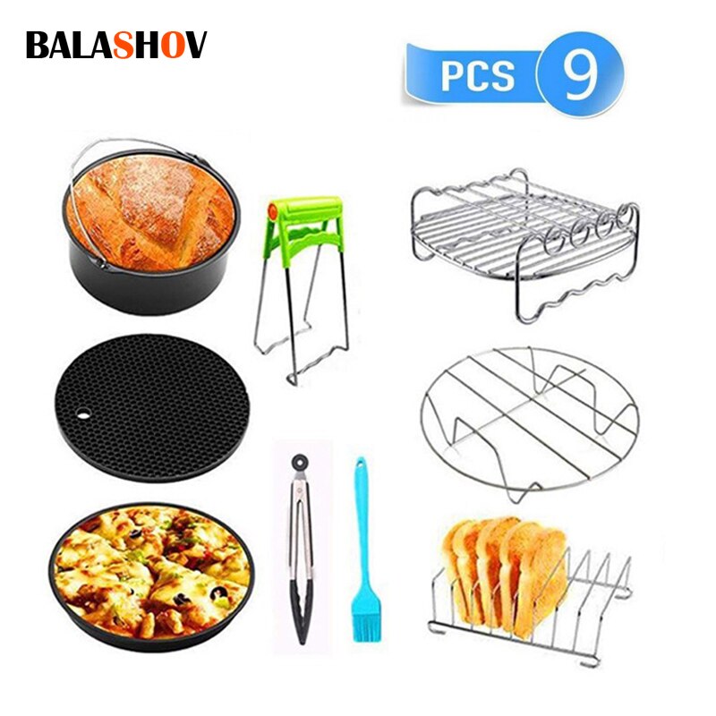 9pcs/set Air Fryer Accessories Multi-functional Electric Fryer Parts 7Inch/8Inch Kitchen Appliance Tools Fit all Airfryer Oven