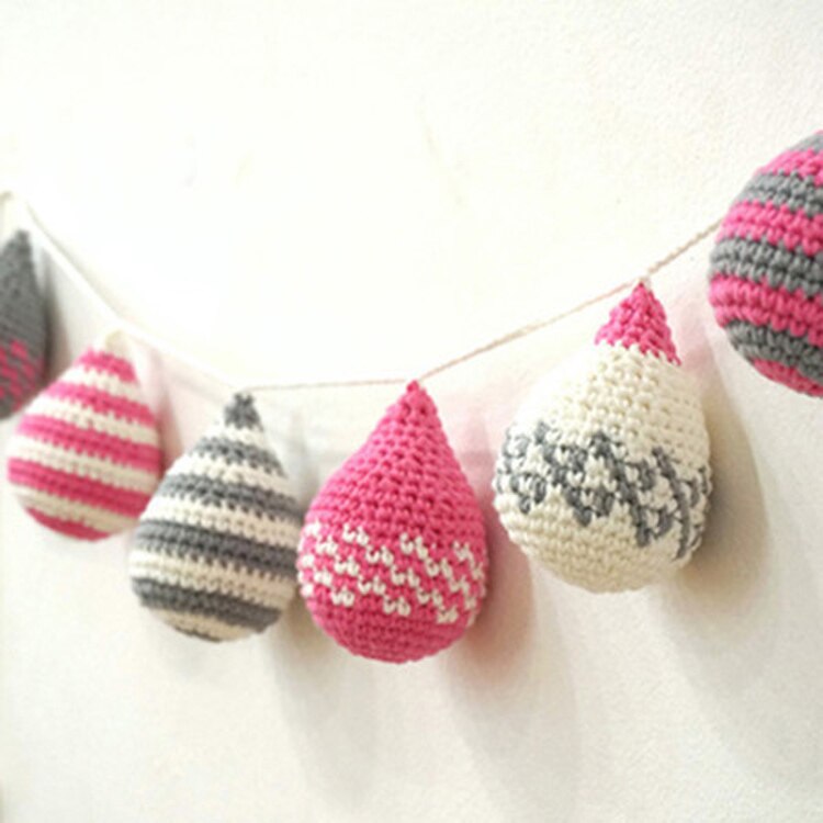 Scandinavische stijl hangende decoraties gehaakte druppels decoratie babymobiel tipi decoratie: Roze