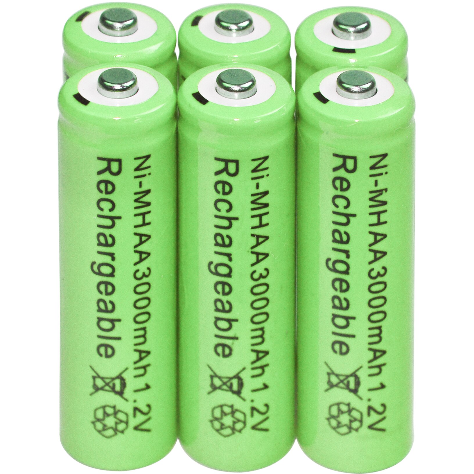 20pcs AA 1.2V 3000mAh NiMH 1.2v Rechargeable Batteries Green battery Garden Solar Light LED flashlight torch