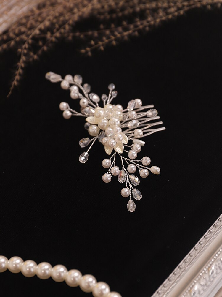 Bryllup tilbehør sølv perle krystall brude hår kam hår smykke til bruden hodeplagg kvinner lue kvinnelig bryllup