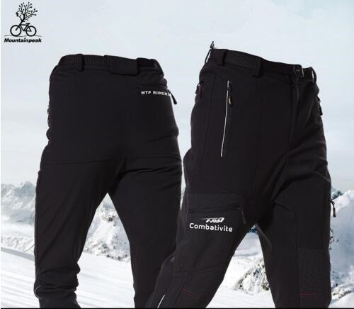 Mens Camping Hiking Pants Outdoor Windproof Thicken Fleece Softshell Pants Winter Mountaineering Trekking Bottoms MP002