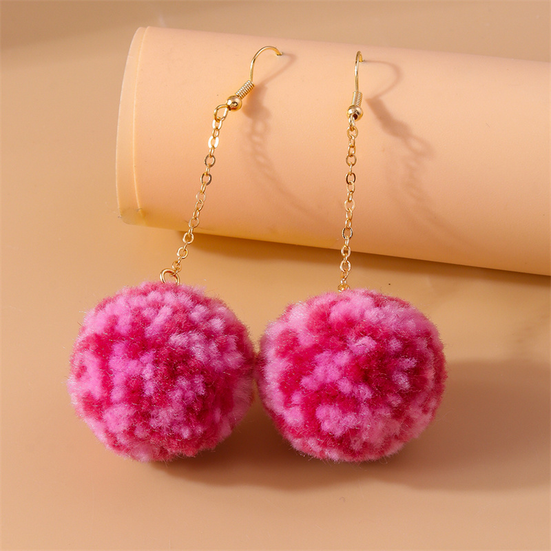 Aihua Faux Fur Ball Earrings for Women Soft Fluffy Pom Pom Decor Dangle Earrings Jewelry Accessories Christmas Party Dress Up: BRONZE