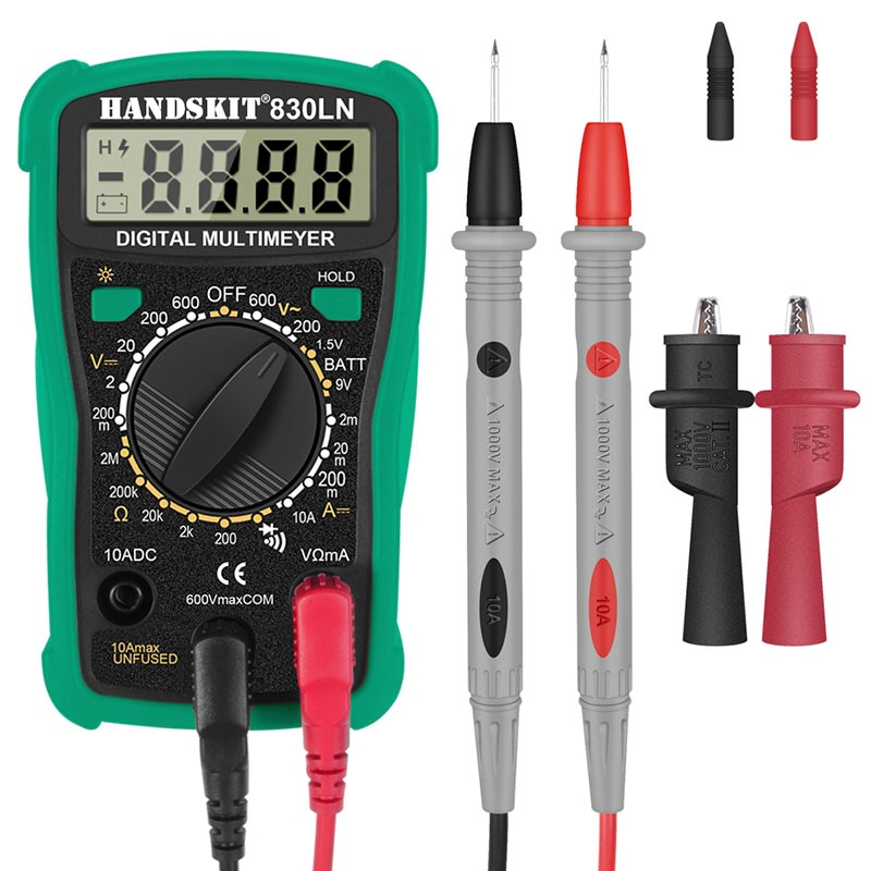 Handskit Digitale Multimeter Pocket Digitale Backlight Multimeter Ac/Dc Voltage Meter Met Probles 2 Krokodil Clip Gereedschappen