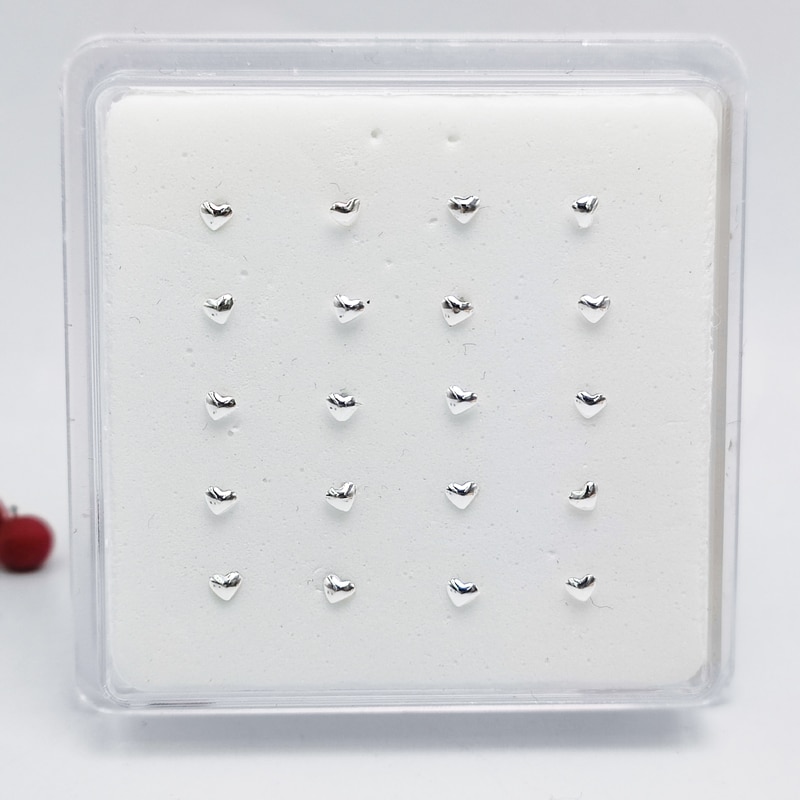 Piercing para la nariz de Plata de Ley 925, joyería con forma de corazón, Pin recto, 20 unids/paquete