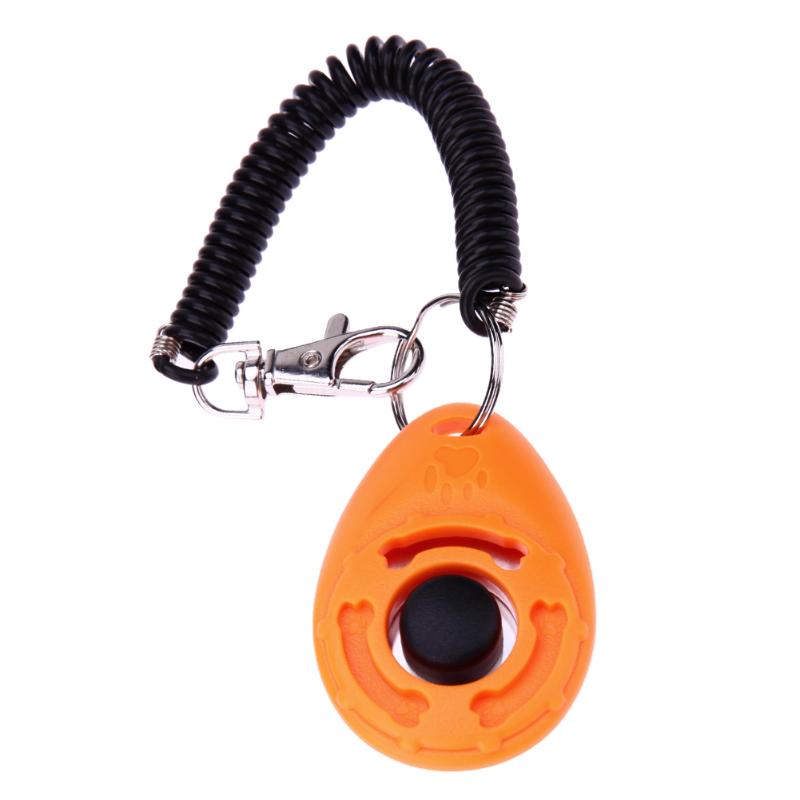 Universal Pet Trainer perros entrenamiento Clicker llavero mascotas entrenamiento herramientas ajustable Cadena de llaves sonoras perro Clicker sonido entrenamiento: Orange