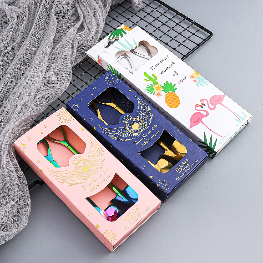 Beautifully packaged coffee spoon tea spoon stirring stainless steel spoon set watermelon dessert ice cream spoon