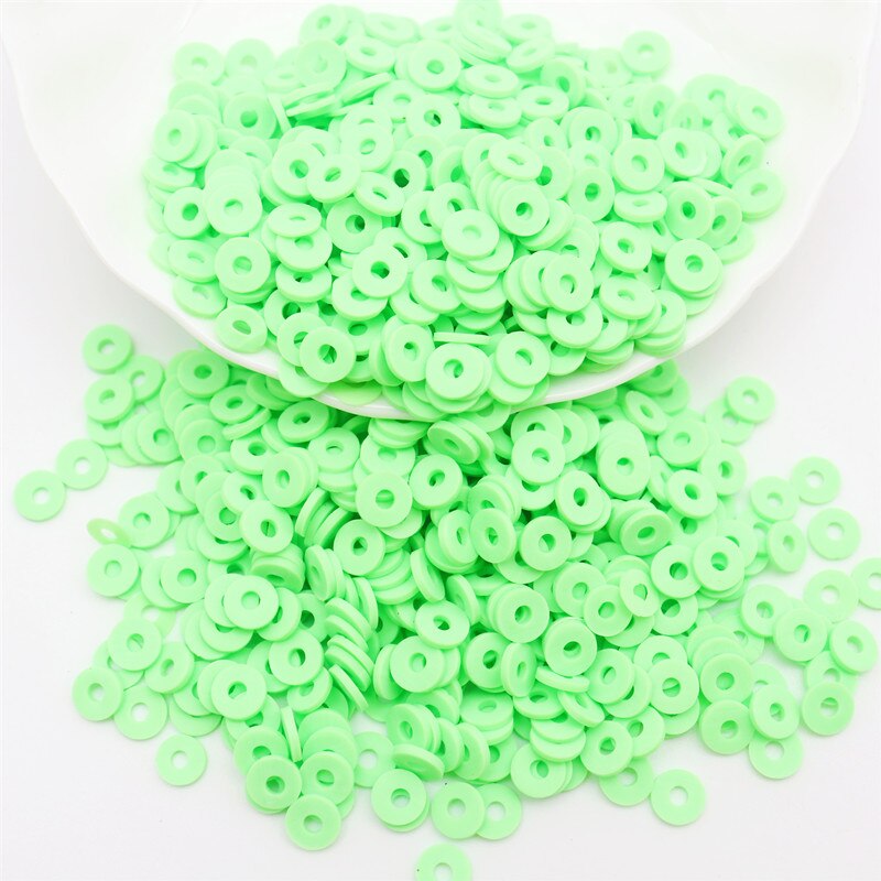 Flat Round Polymer Clay Beads Chip Disk Loose Spacer Handmade Boho Slice Beads For DIY Jewelry Making Bracelets: 04fruit green