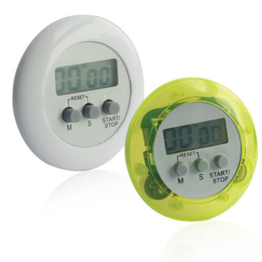 Mini Portable Digital Timer Round Shape Stop LCD Watch Kitchen Cooking Countdown Clock Racing Alarm White Nice 99 Minute 5 Color