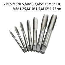 M3-M12 Thread tap Tool Kit Right Hand Thread 7 sizes 7Pcs Cutting tool