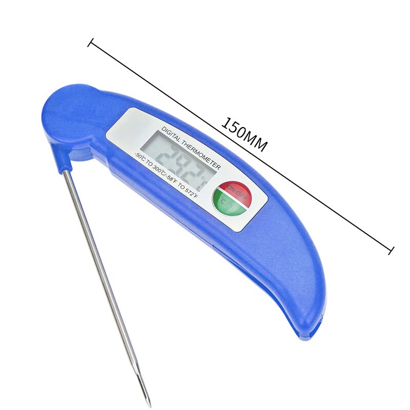 Foldable Food Thermometer Probe Digital BBQ Kitchen Meat Kitchen Thermometer Liquid Water Oil Temperature Gauge: Blue