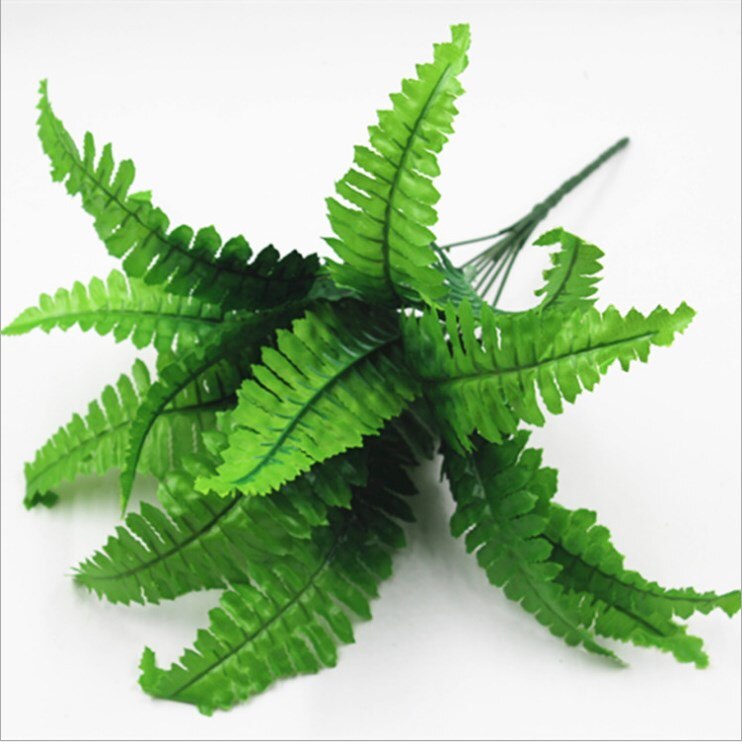 7 gaffel simulation bregne græs grøn plante kunstig bregne persiske blade blomster væghængende planter hjem bryllup butik dekoration