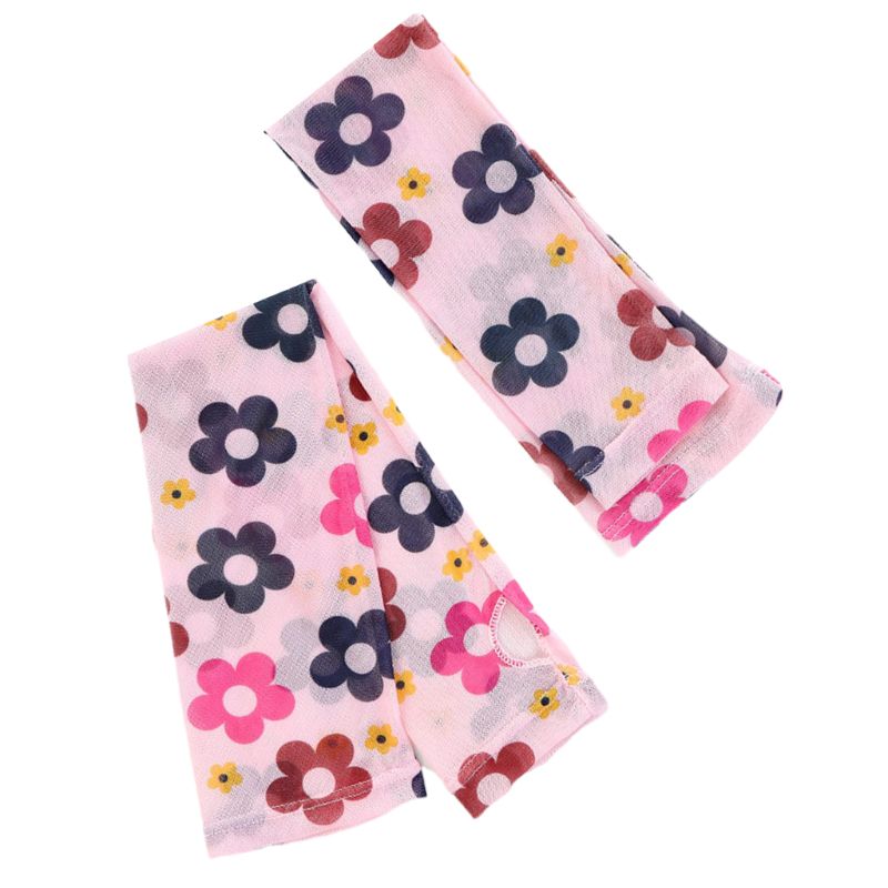 Dames ijs zijde mesh vingerloze lange mouwen armwarmers cover geometrische strepen bloemen maan bedrukt uv-bescherming rijden half fi: 9