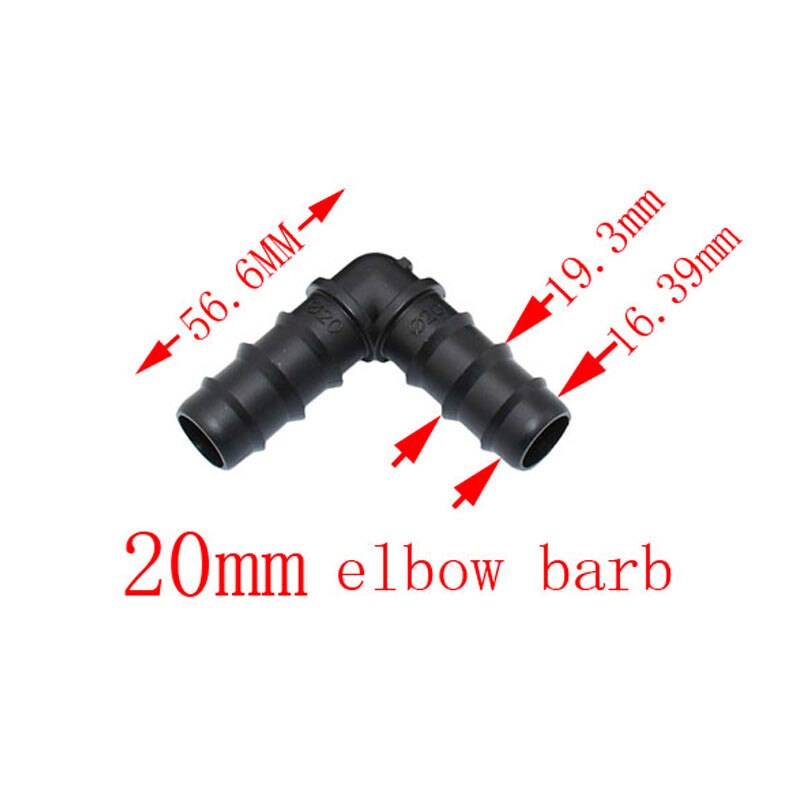 Wxrwxy riego de jardín 20mm codo púa 25mm juntas dobladas conector de riego púas 3/4 manguera conector de junta de reparación 5 uds: Negro