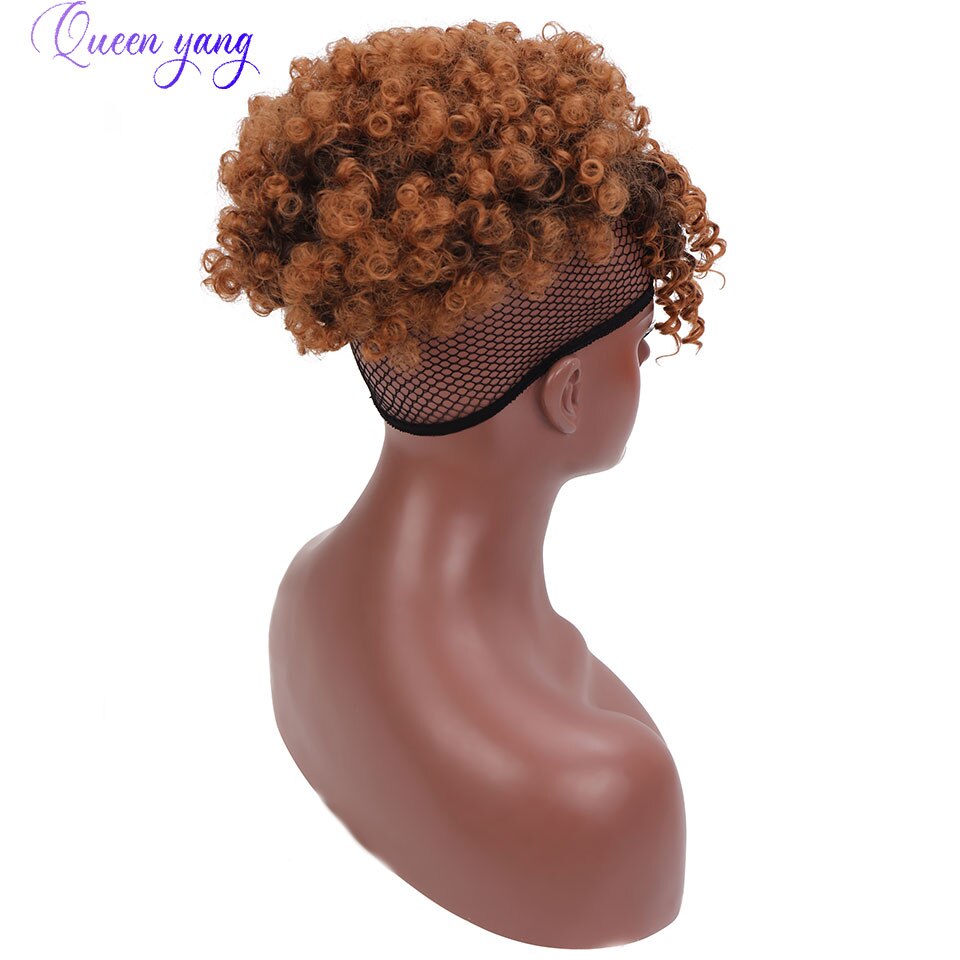 QUEENYANG Synthetic Drawstring African Fluffy Artificial Afro Puff Bun Puffs Ponytails Bun Wrap Natural Black Hair Extensions