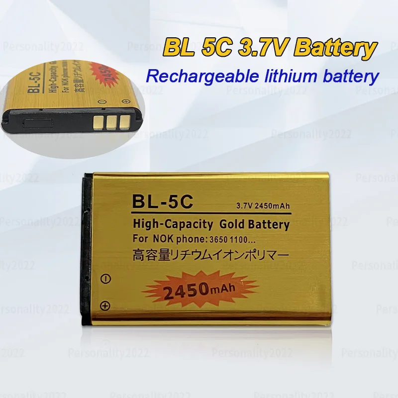 BL 5C batería 3,7 v baterías recargables de iones de litio BL5C 2450mAh para Nokia 2600 1100 1110 1112 2610 6230 6630 BL-5C de teléfono móvil