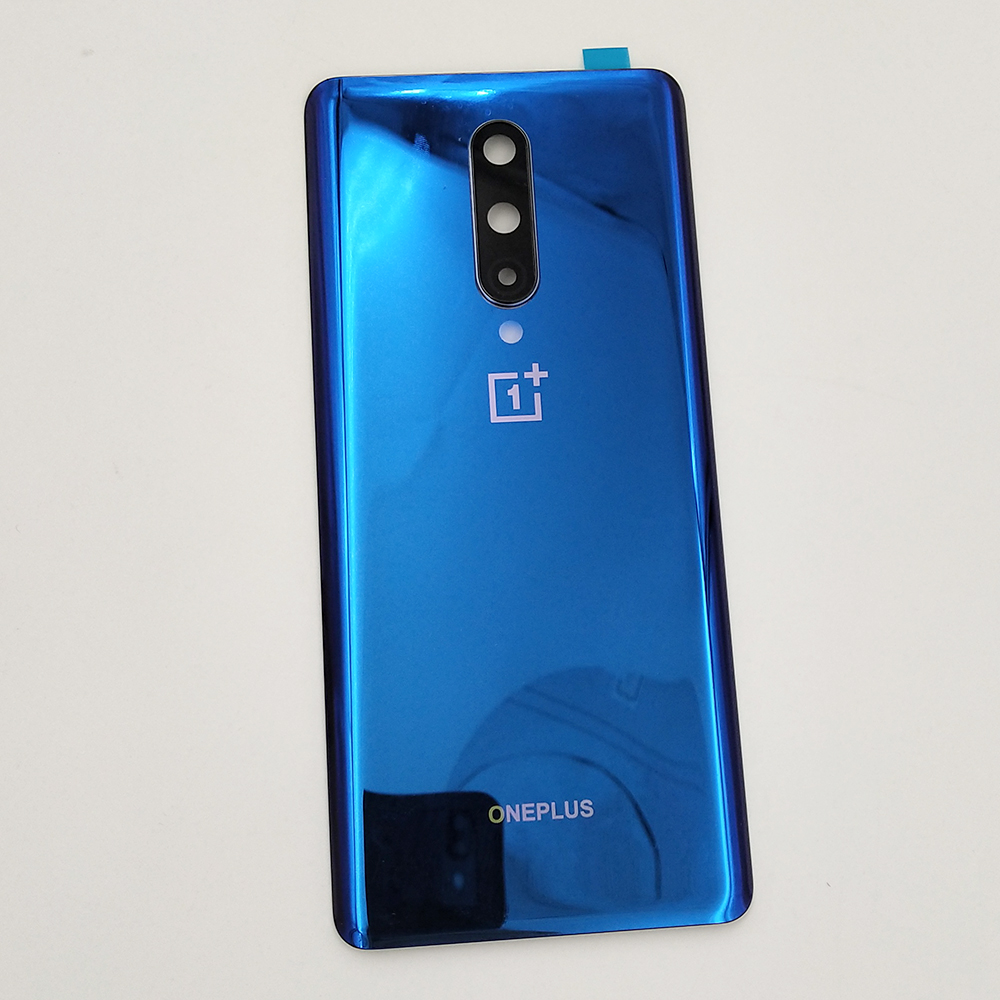 Oneplus 8 parti posteriori di riparazione della custodia della batteria di ricambio del coperchio dell&#39;alloggiamento dello sportello del pannello posteriore in vetro per One Plus 1 + 8 con obiettivo della fotocamera + Logo: Bright Blue