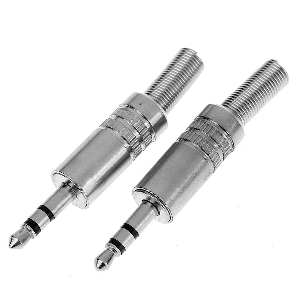 2pcs 3.5mm 1/8in Stereo Male Audio TRS Plated Jack Plug Adapter Connectors