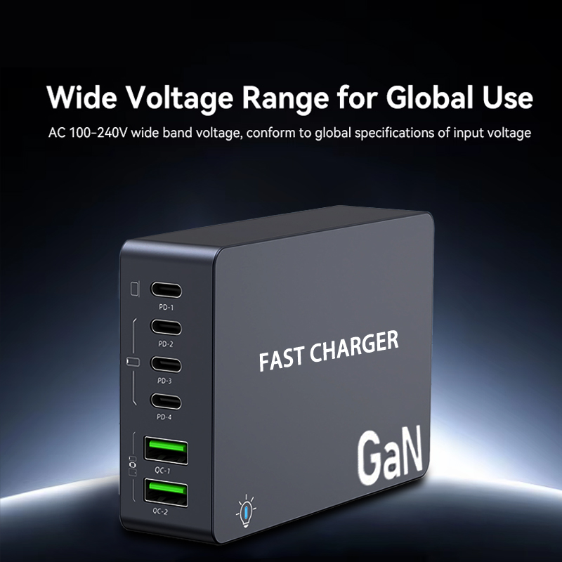 990W GaN Quick Charger 4 USB C 2 USB A Desktop Multi Port Socket Connector Chargers For Laptop Cellphone Tablet PD Fast Charging