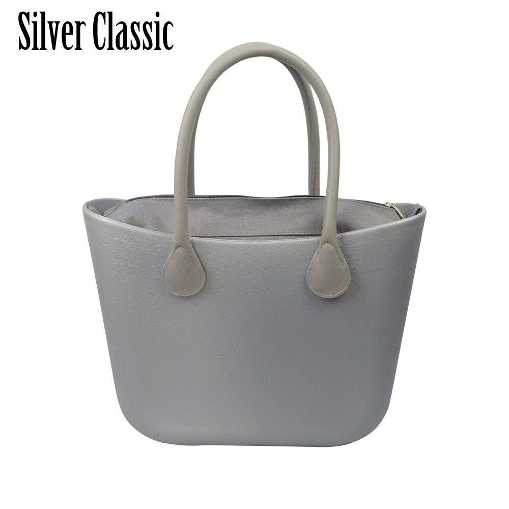 Obag Style Classic EVA Bag with Insert Inner Pocket Handles Colorful EVA Silicon Rubber Waterproof Women Handbag: silver