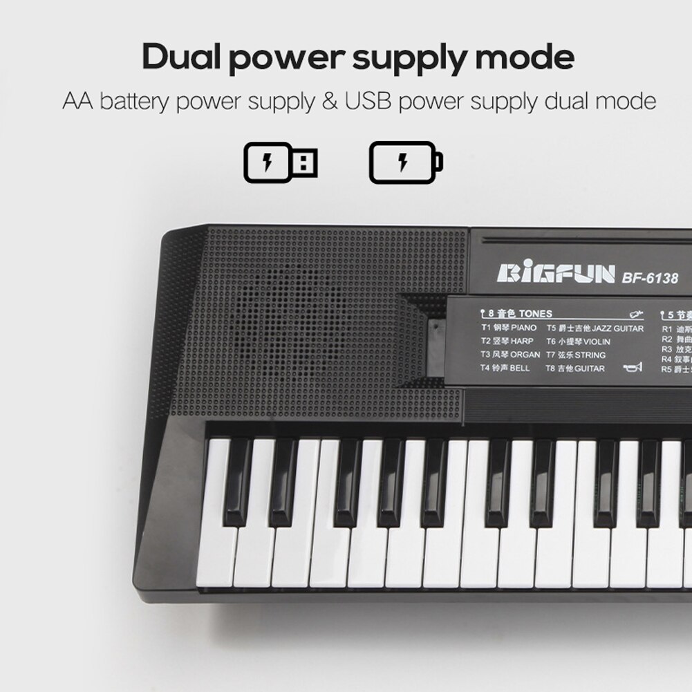61 Keys Digital Music Electronic Keyboard Kids Multifunctional Electric Piano for Student Microphone Function Musical Instrument
