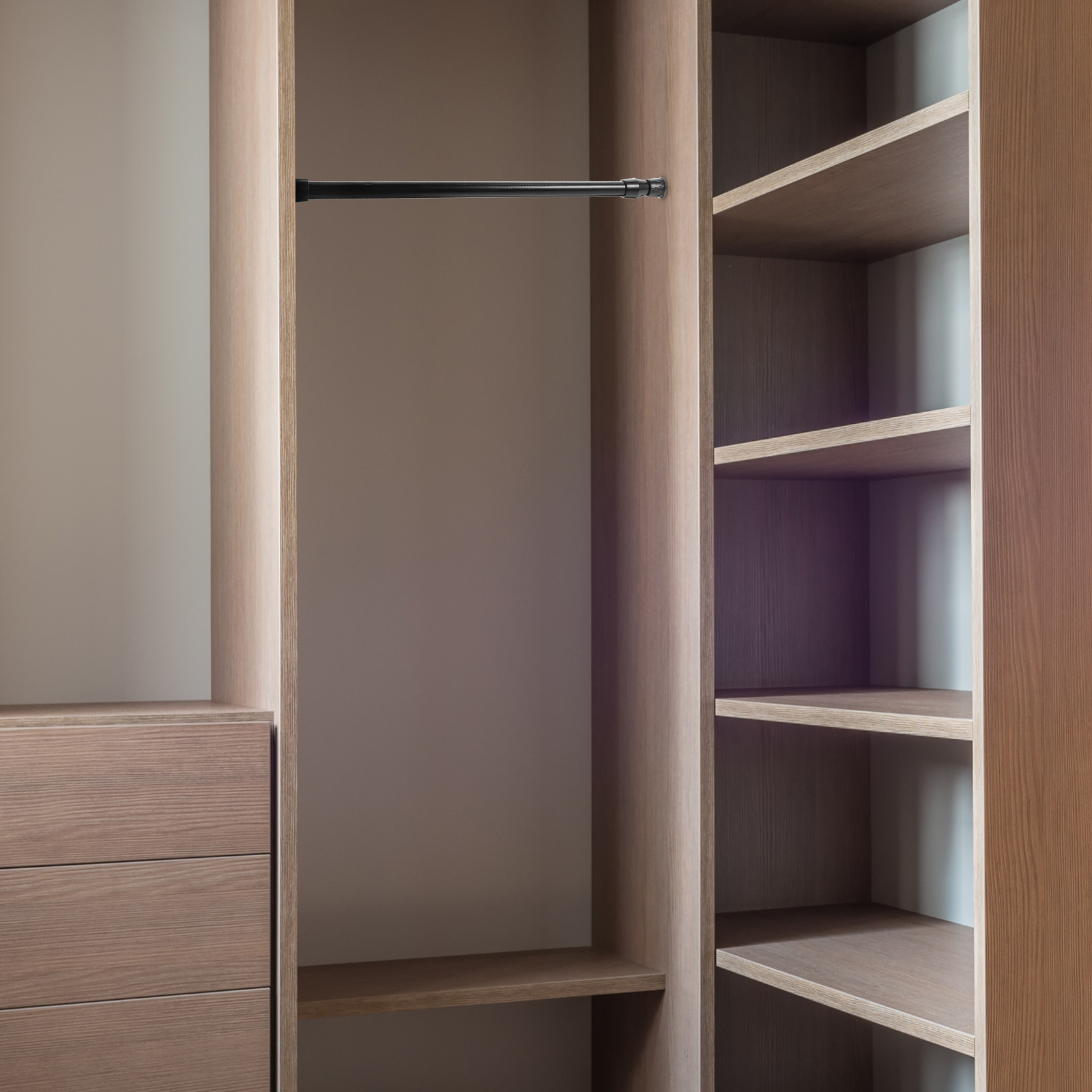 2-częściowe białe zasłony Metalowy drążek Bezdziurkowy drążek robić szafy Regulowany wieszak na ubrania prysznicowe