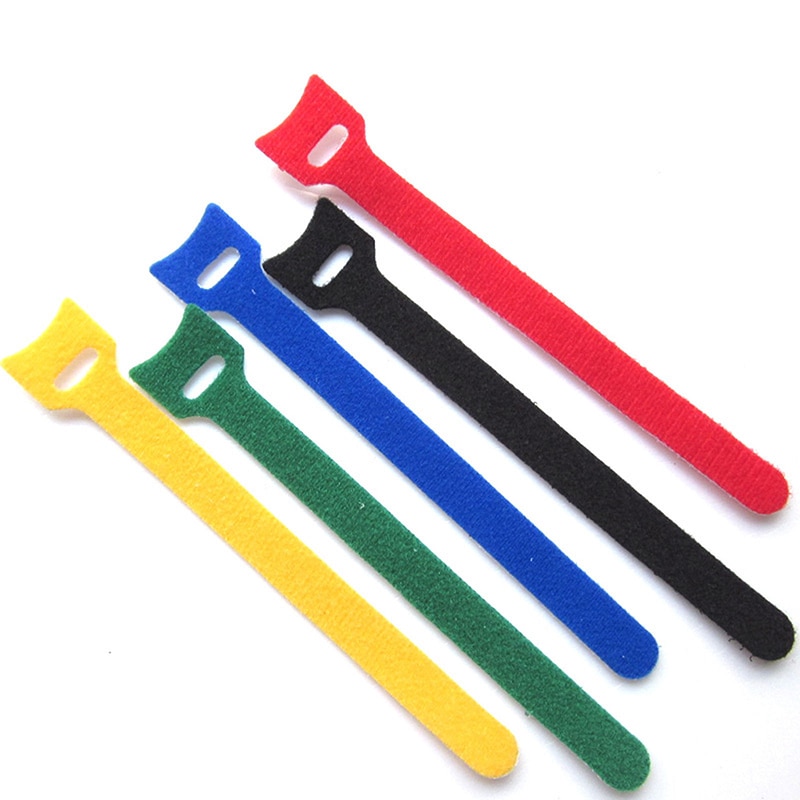 10pcs 12*150mm Back To Back Cable Tie Nylon Reusable Cable Ties With Eyelet Holes Nylon Hook Loop Fastener Management