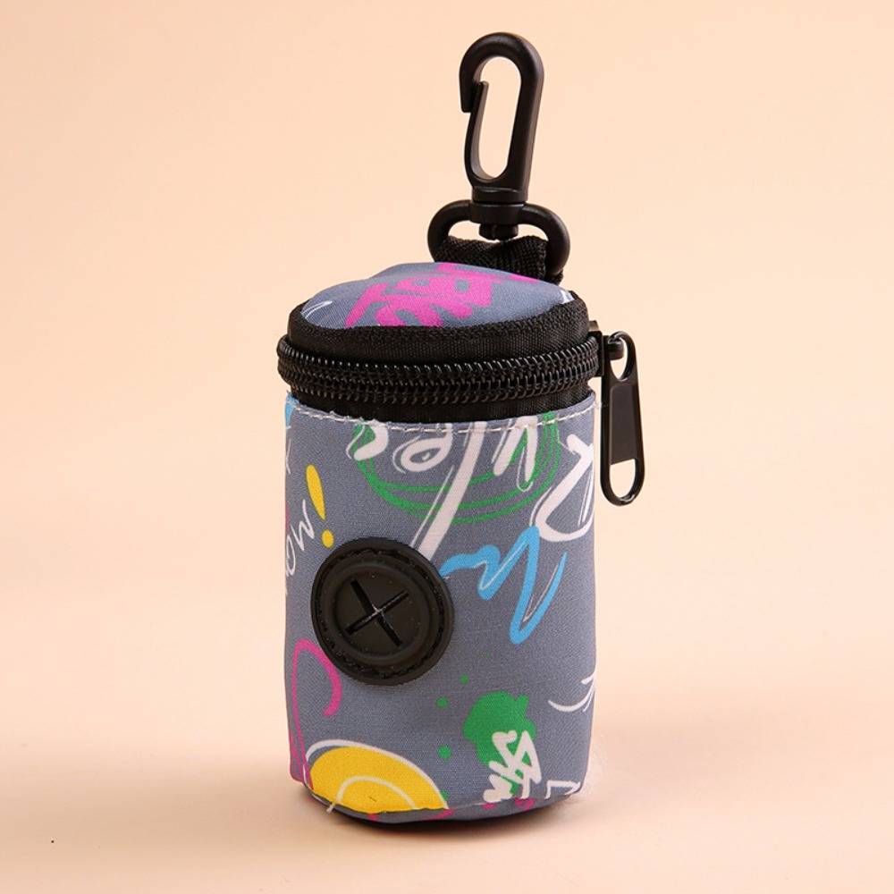 Dispensador de bolsas para excrementos de perro, accesorio portátil para caminar, soporte para bolsas de residuos, organizador de bolsas de basura con cremallera, suministros para mascotas: Gris claro