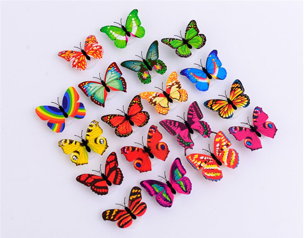 Un conjunto de 10 Uds pegatinas de pared mariposas luces LED pegatinas de pared decoración 3D para el hogar sala de estar dormitorio cocina decoración #3