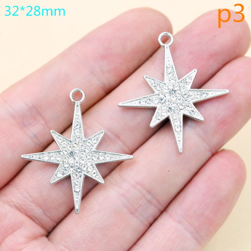 5Pcs Multi-Stijl Handgemaakte Strass Zon & Star Hanger Ketting Armband Accessoires Diy Charmes Sieraden Ambachten Maken: p3