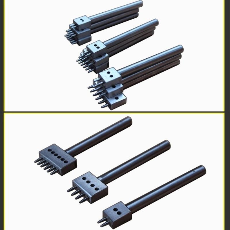 4 Mm Leer Gat Tool Lederen Craft 1 Mm Diameter Perforators Gereedschap Ronde Rij Ponsen Boren 2/ 4/6 Prong Riem Gaten Maken