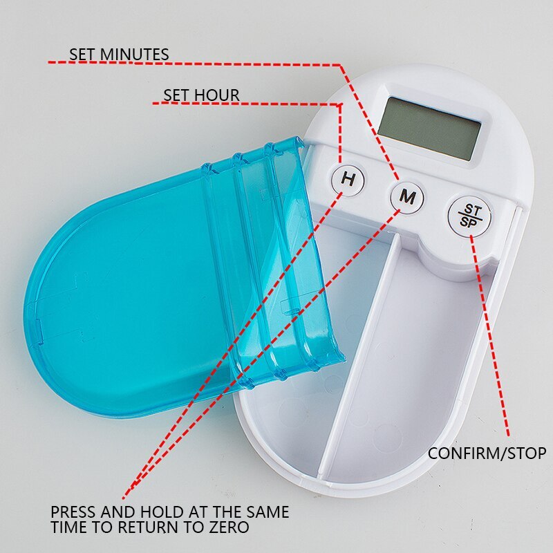 Lcd digitala 2 nät elektriska medicin piller fall låda tablett fall behållare arrangör dispenser med alarm timer påminnelse