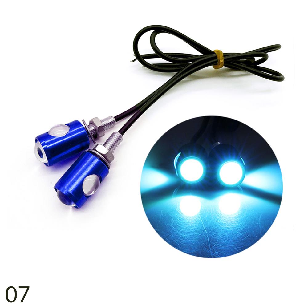 Luz Led estroboscópico de 12v para motocicleta, luz Flash de ojo de águila para motocicleta, foco de luz de freno de advertencia, 2 unidades por par, 7 colores: Azul hielo