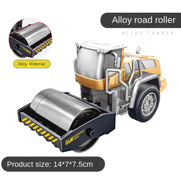 Road Roller Toy Car Engineering Car Large Road Roller Excavator Bulldozer Children's Toys and: GRAY