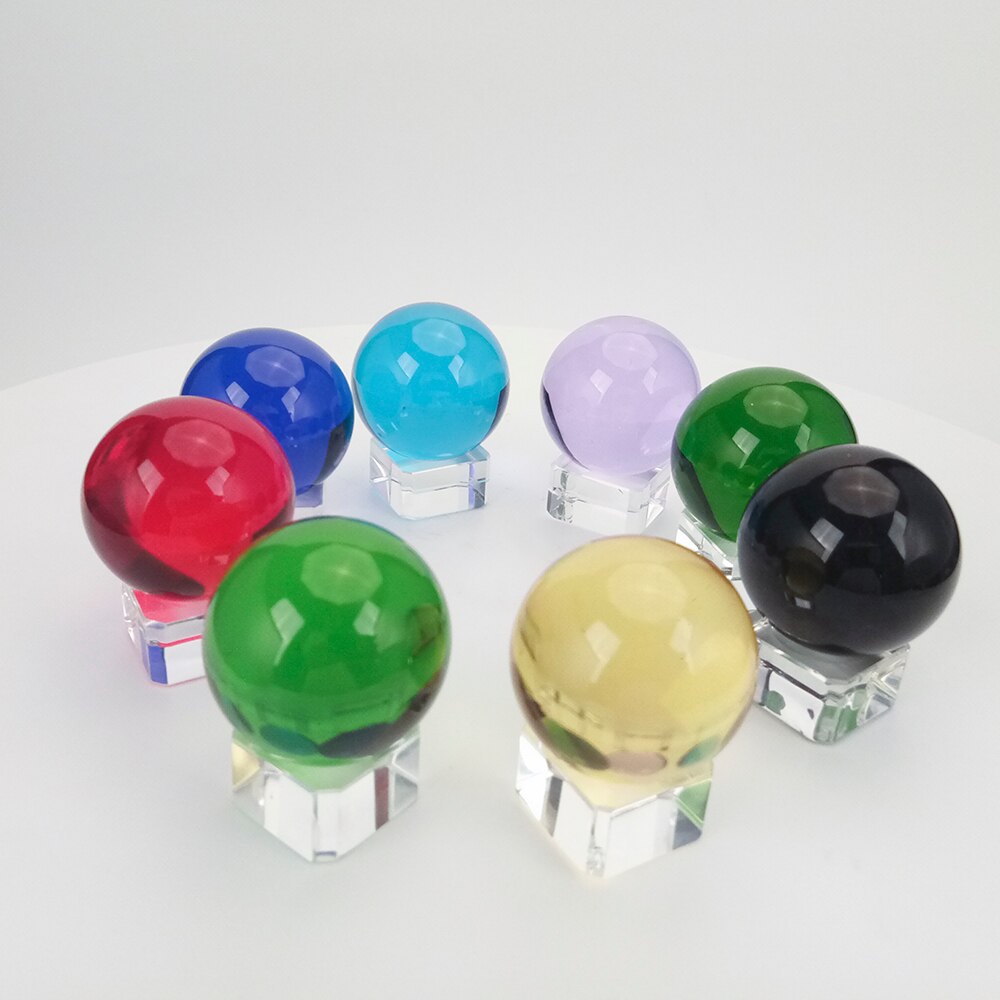 Fengshuisale A Pair 35mm Square Crystal Ball Stand, Clear Crystal Base