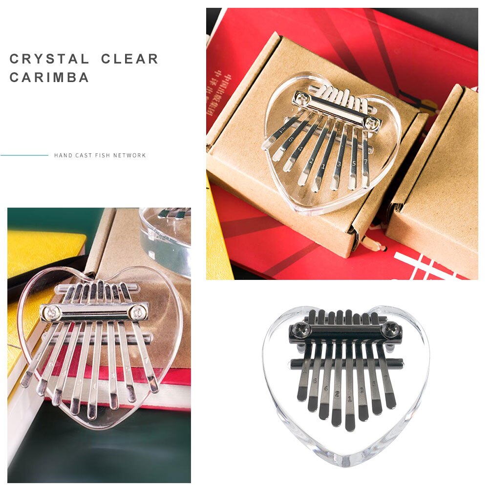 Afrikansk sanza mbira krystalklar 8 nøgler kalimba akryl tommelfinger klaver med skala musikinstrumenter musikaler