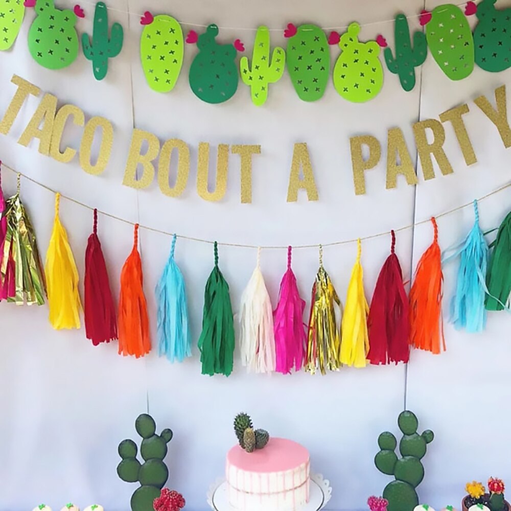Guirnalda de borlas de papel tisú mezclado, 5 piezas, 12x35cm, decoración de de cumpleaños, unicornio, Baby Shower, evento, suministros para