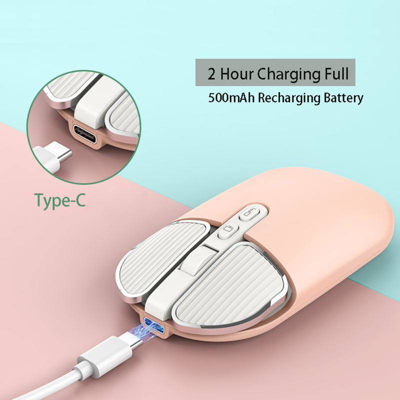 Mini souris sans fil 2.4 ghz, compatible Bluetooth, mignonne, muette, pour Macbook, Rechargeable, pour PC, ordinateur portable, bureau, souris de jeu