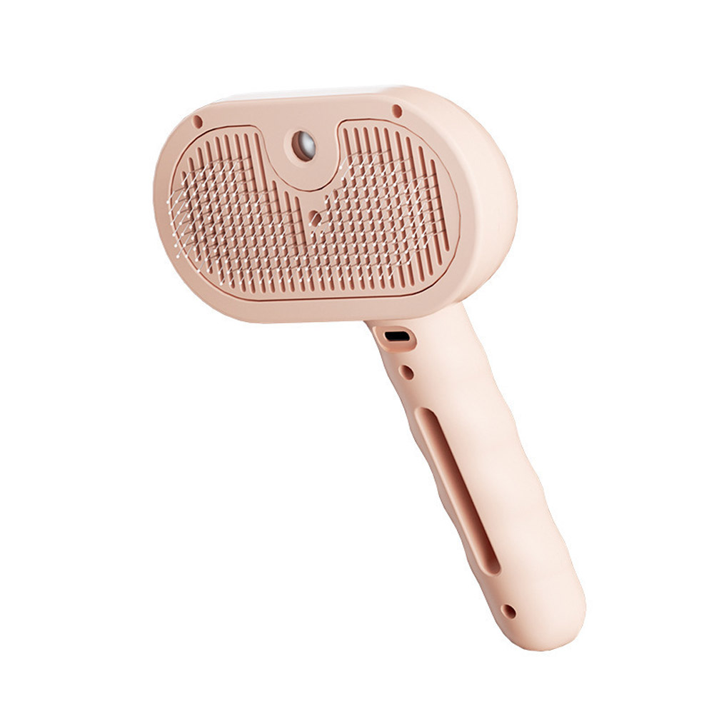 Cepillo de vapor para gatos, peine de depilación con spray para mascotas para quitar y cuidar, cepillo de agua para gatos, perros, animales pequeños, pelo largo y corto: Rosa