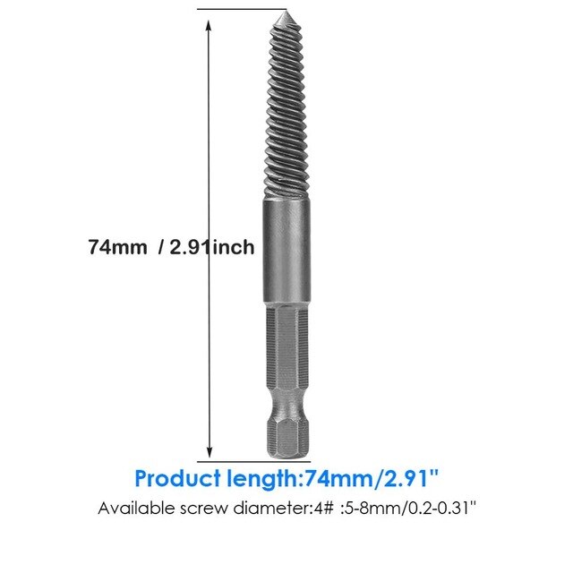 Hex Shank Screw Extractor Drill Bits Guide Broken Damaged Bolt Stud Remover: 4