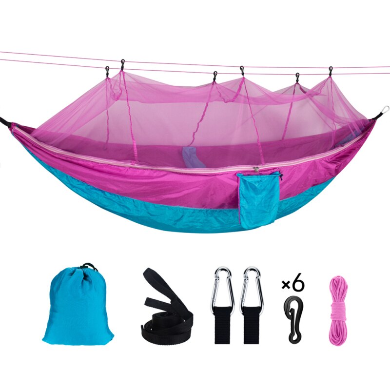 Double Outdoor Person Travel Camping Hanging Hammock Bed Wi Mosquito Net Set Tents Tents & Shelters Camping & Hiking: 9