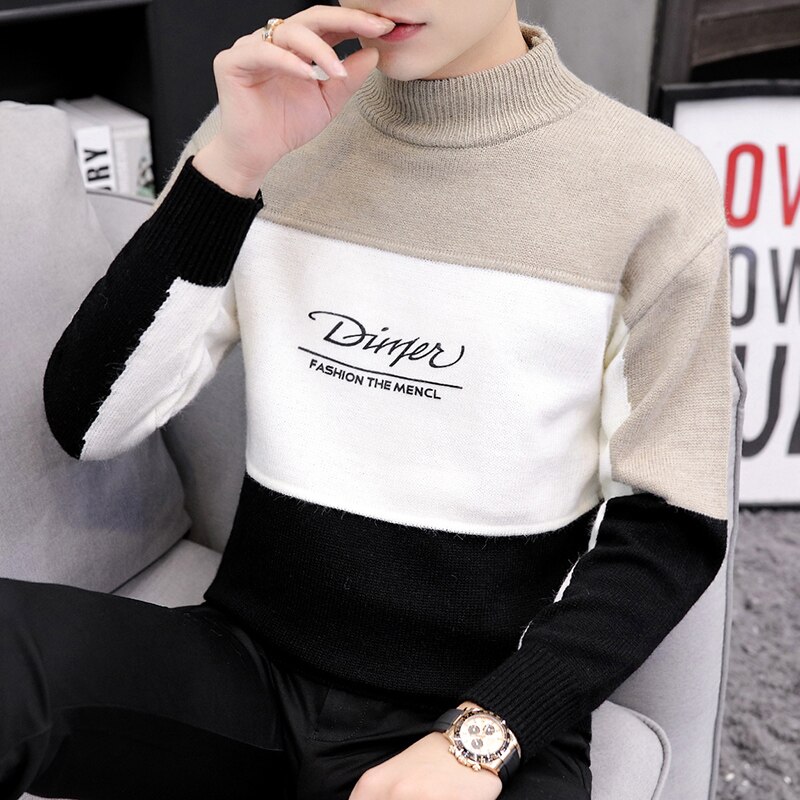 Halv turtleneck gensere herre tykk varm vinter genser herre slim fit herre julegenser pull homme genser