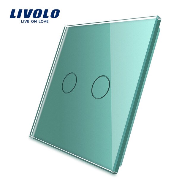 Livolo, cristal de perla blanco de lujo, estándar de la UE, Panel de cristal individual para 2 entradas, Interruptor táctil de pared, VL-C7-C2-11 (7 colores): green