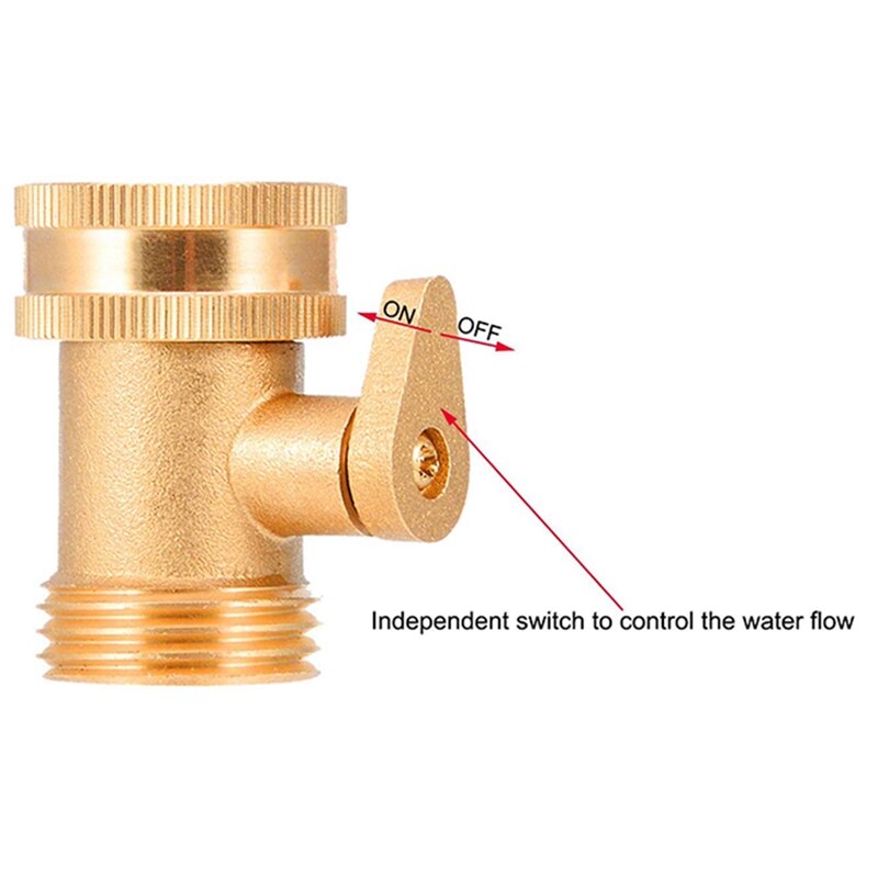 Heavy Duty Pure Copper Hose Splitter Set with 2Pcs Single Way Heavy Duty Pure Copper Hose Splitter Garden Hose Connector