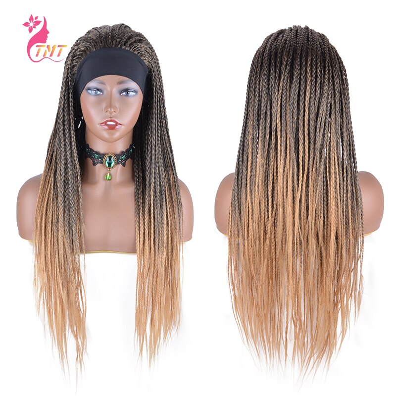 Braided Wigs With Headband Full Synthetic Wig Box Braids Wig Headband Wigs For Women Easy to Wear: 1B27