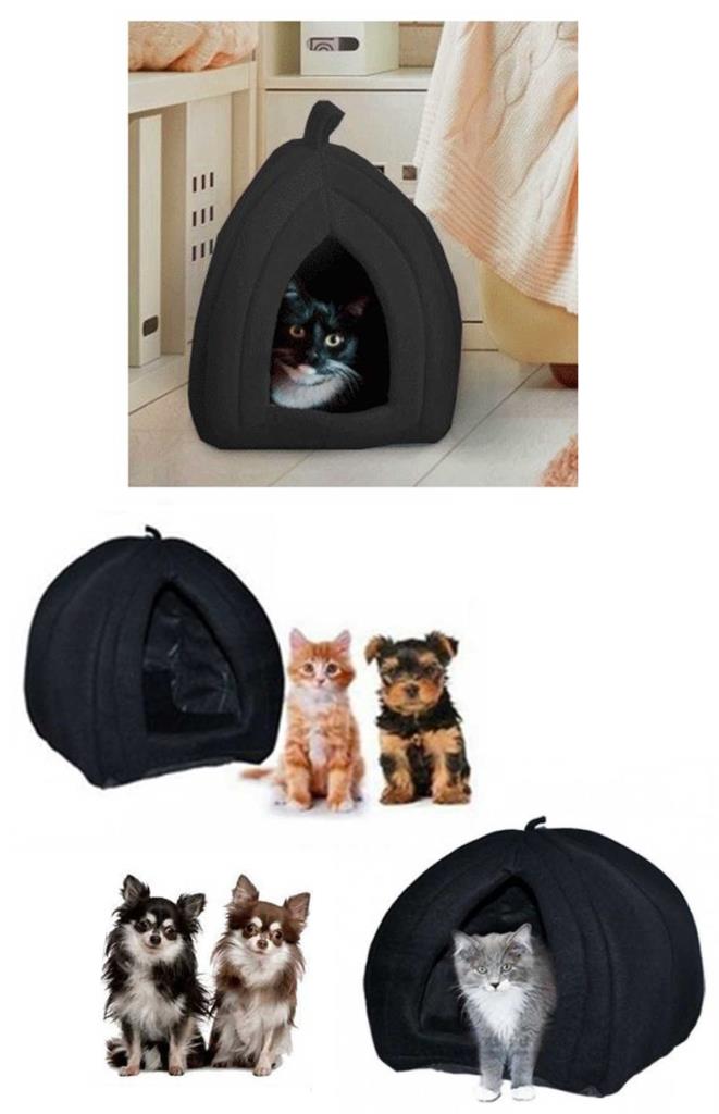 Niche polaire noire pour animaux de compagnie, lit pour chat et chien