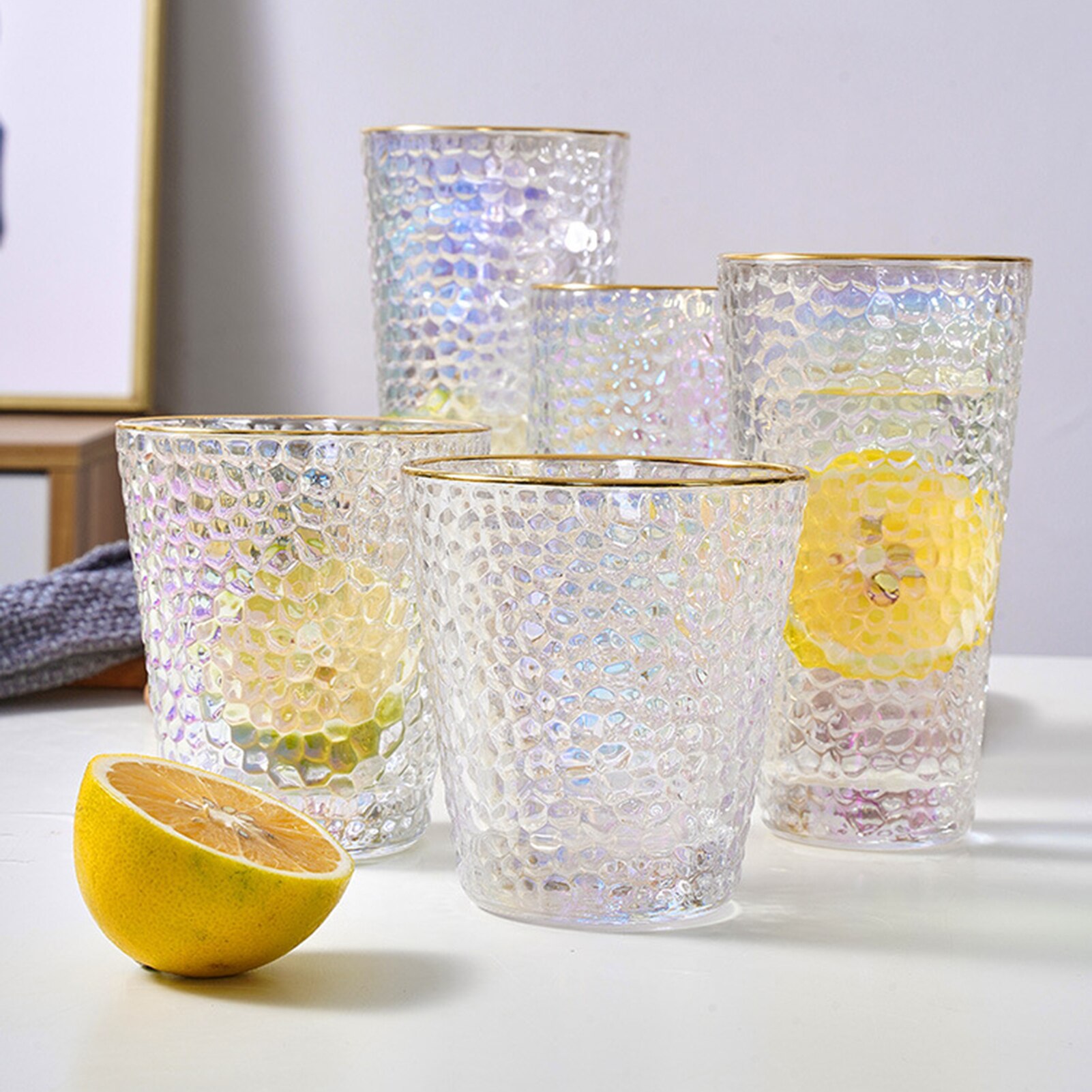 300/320/330/340/430ml Klar Vergoldung Kaliber Wasser Milch Becher Glas Tasse Becher