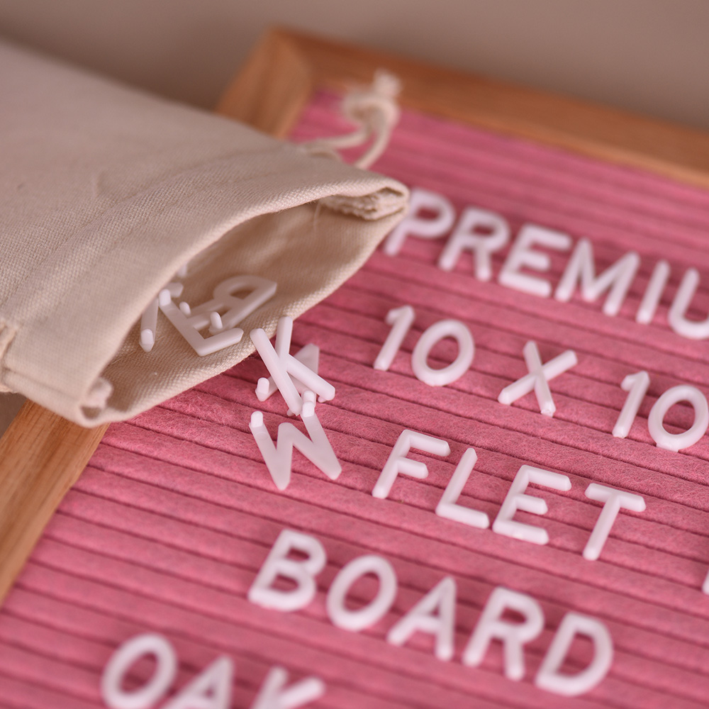 10" * 10" Felt Letter Board Sign Message Home Office Decor Board Oak Frame with 290 Changeable White Letters Symbols Numbers