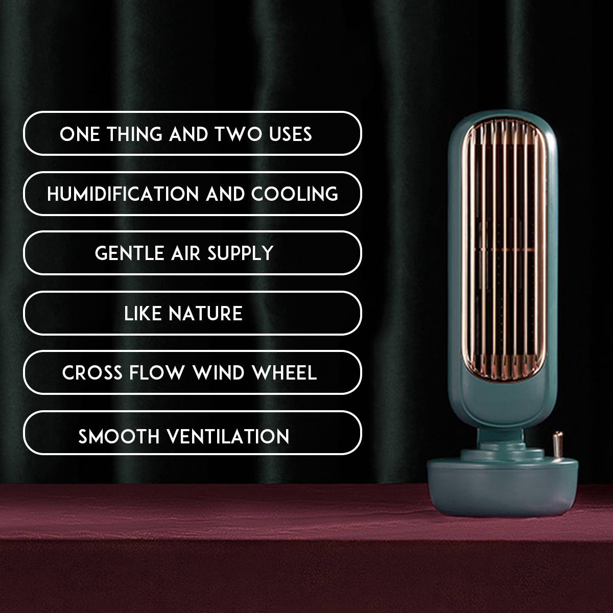 Mini aire acondicionado portátil, humidificador con función, purificador de niebla de agua, ventilador enfriador de aire de escritorio USB con depósito de agua, 1 ud.