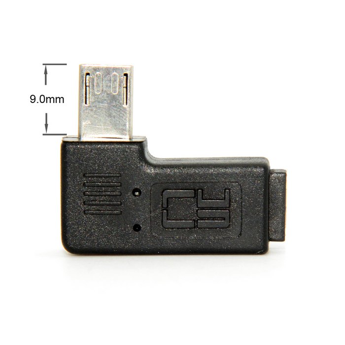Micro USB 9mm Long Connector Adaptor 90 Degree Right Angled Micro USB 2.0 5Pin Male to Female M to F Extension Adapter