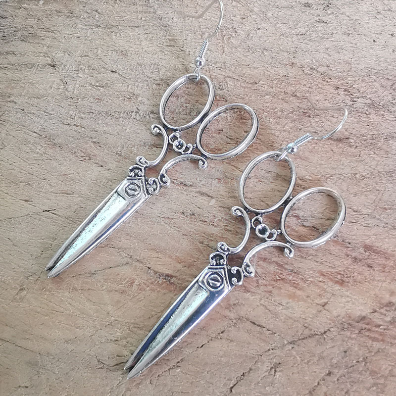 Pendientes colgantes de tijera grande para mujer, Vintage gótico Y2k, estética, accesorios de joyería largos,